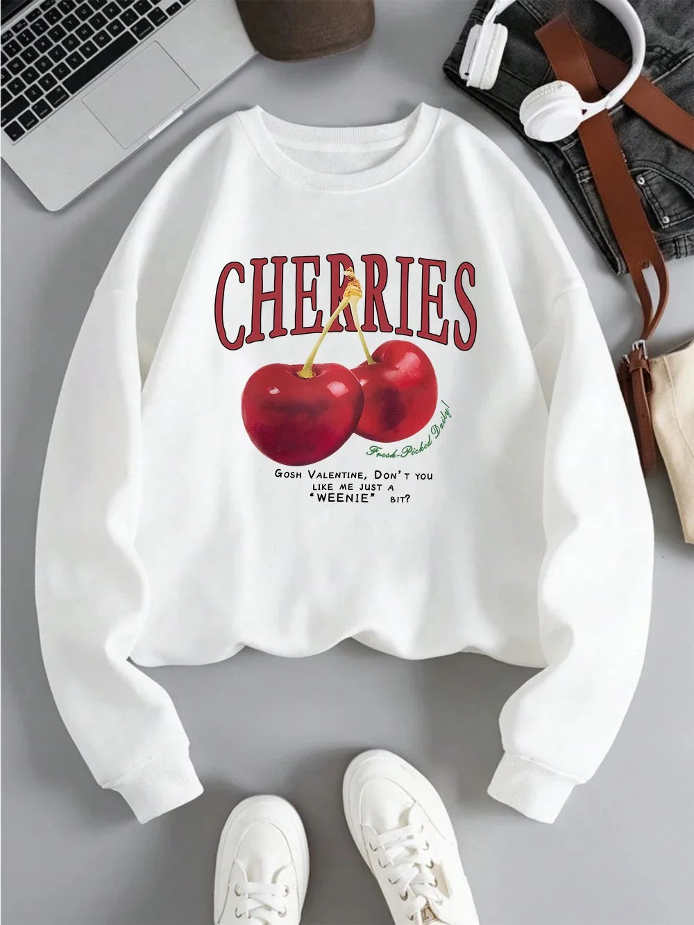 bright red cherry print hoodie for kids