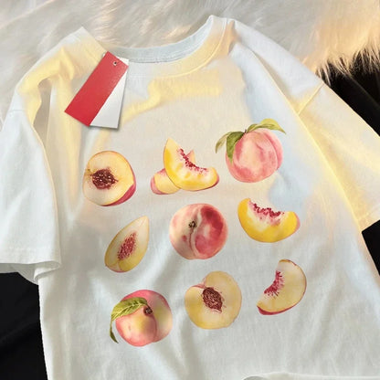 Peach Print Graphic T-shirt for Kids
