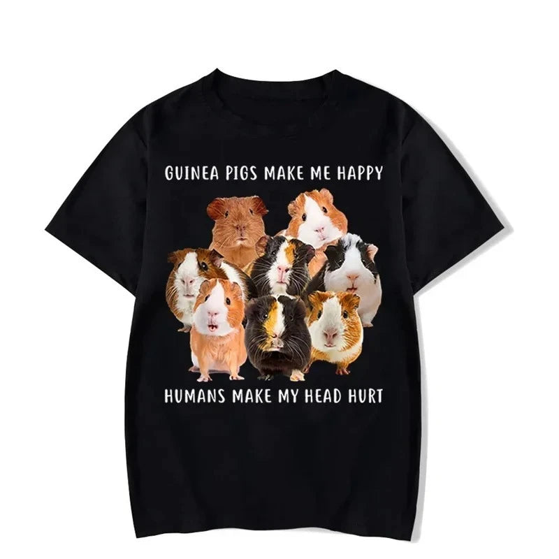 guinea pigs make me happy graphic t-shirt