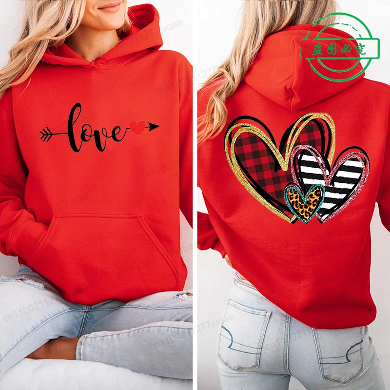 red heart print hoodie for kids