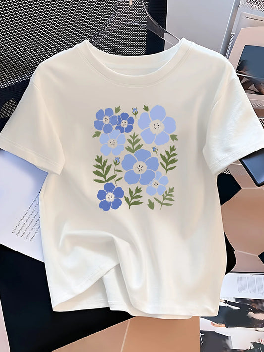 Kids' White Floral Print T-Shirt