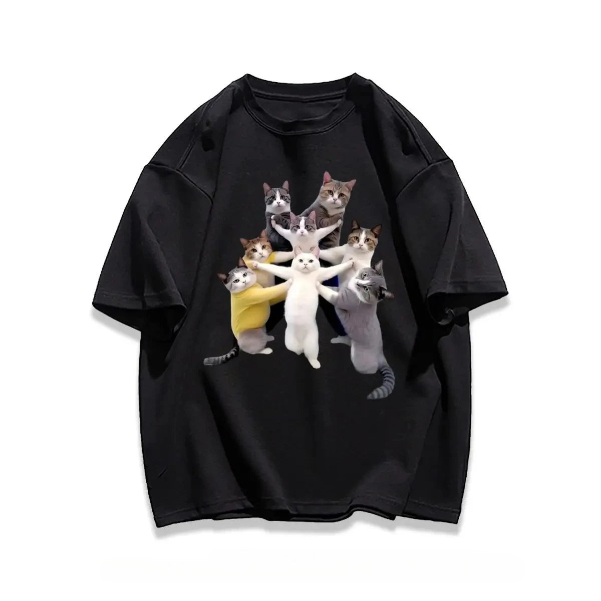 trendy cat print short-sleeved t-shirt for kids