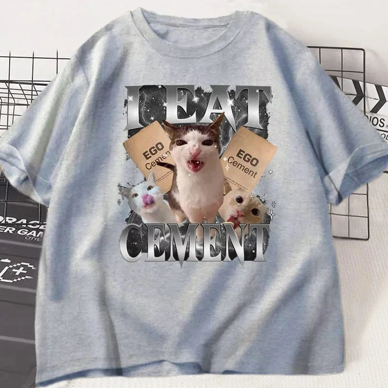 i eat cement funny cat meme t-shirt