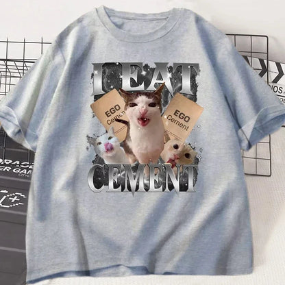 I Eat Cement Funny Cat Meme T-Shirt