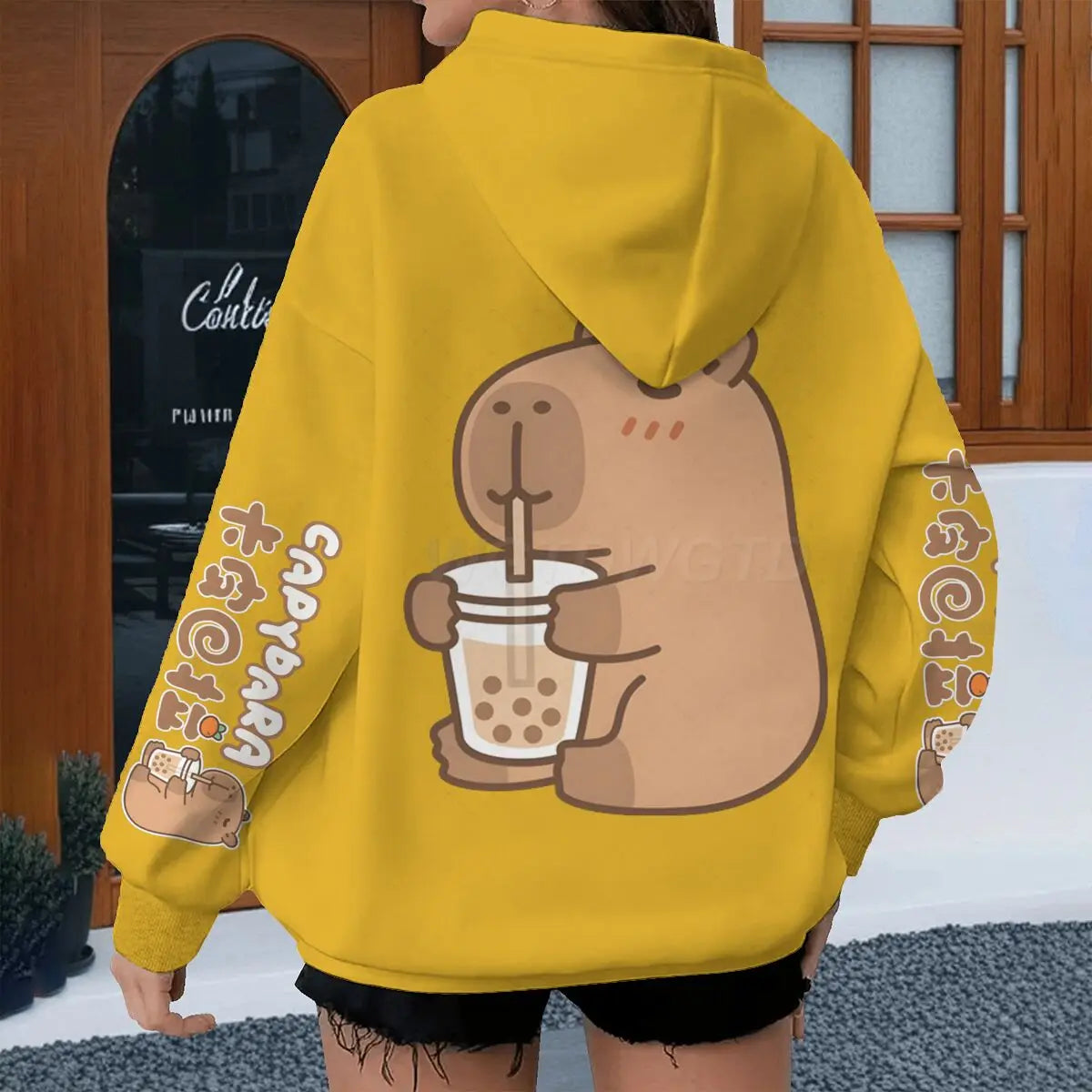 cartoon capybara graphic hoodie for kids