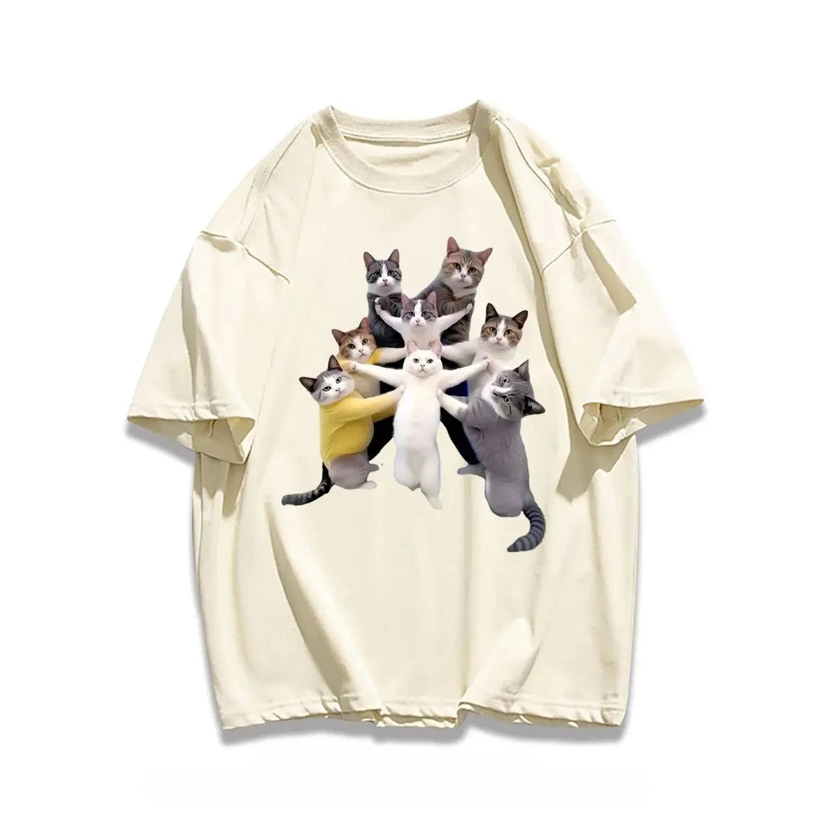 trendy cat print short-sleeved t-shirt for kids