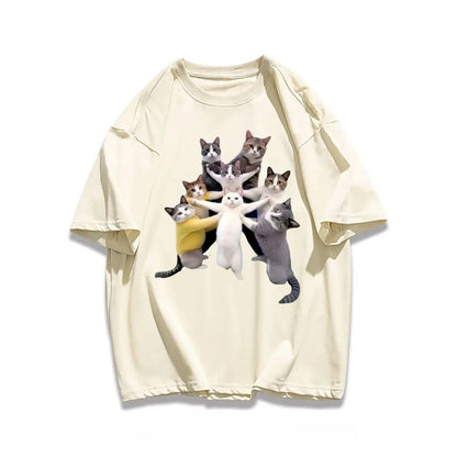 Trendy Cat Print Short-Sleeved T-Shirt for Kids