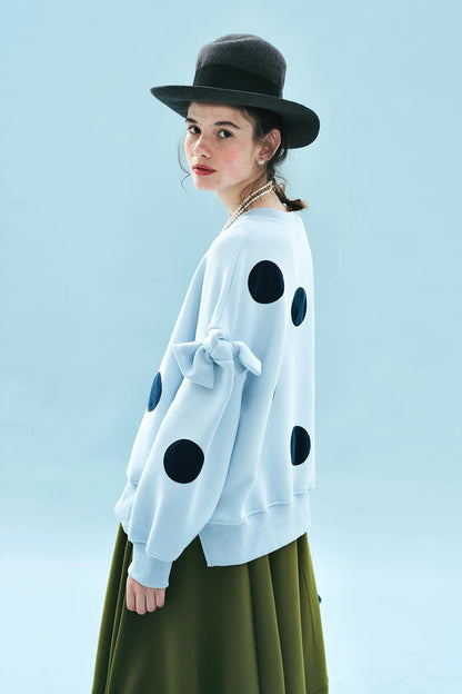 Polka Dot Bowknot Blue Hoodie for Kids