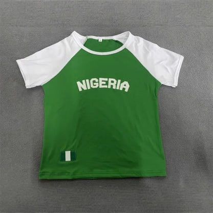 Green Nigeria Graphic T-shirt for Kids