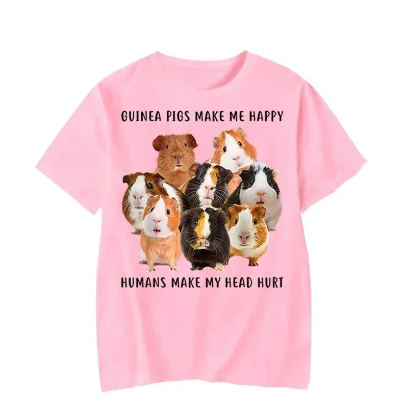guinea pigs make me happy graphic t-shirt