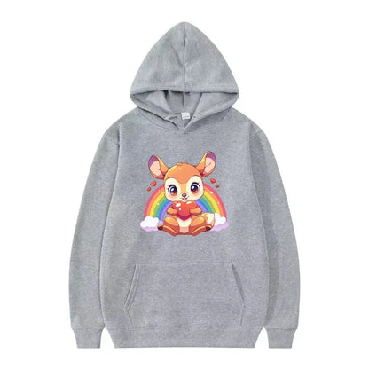 Bambi Cartoon Pattern Black Hoodie for Kids