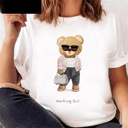 Casual Bear Print T-shirt for Kids