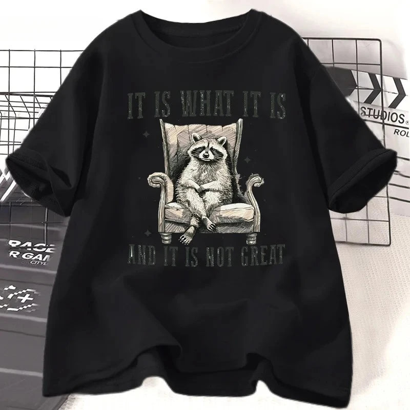 cute feral racoon graphic t-shirt for kids