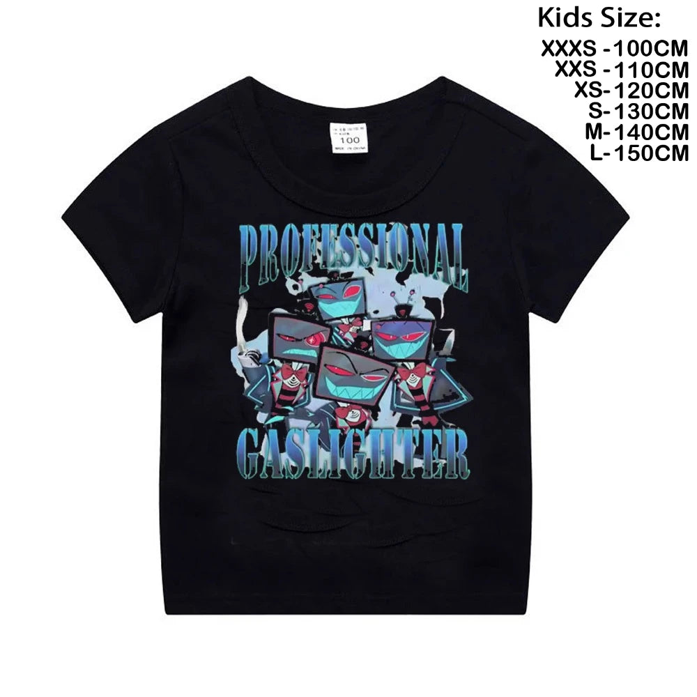 vox gaslighter hazbins hotels graphic t-shirt for kids