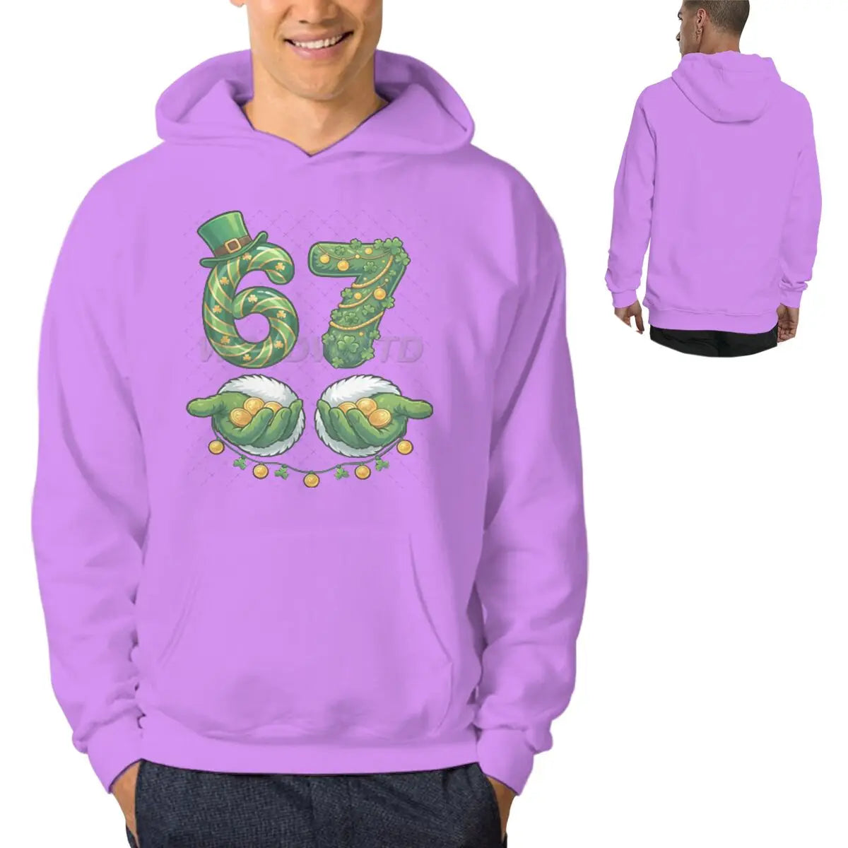 funny 67 unisex hoodie with lucky clover design