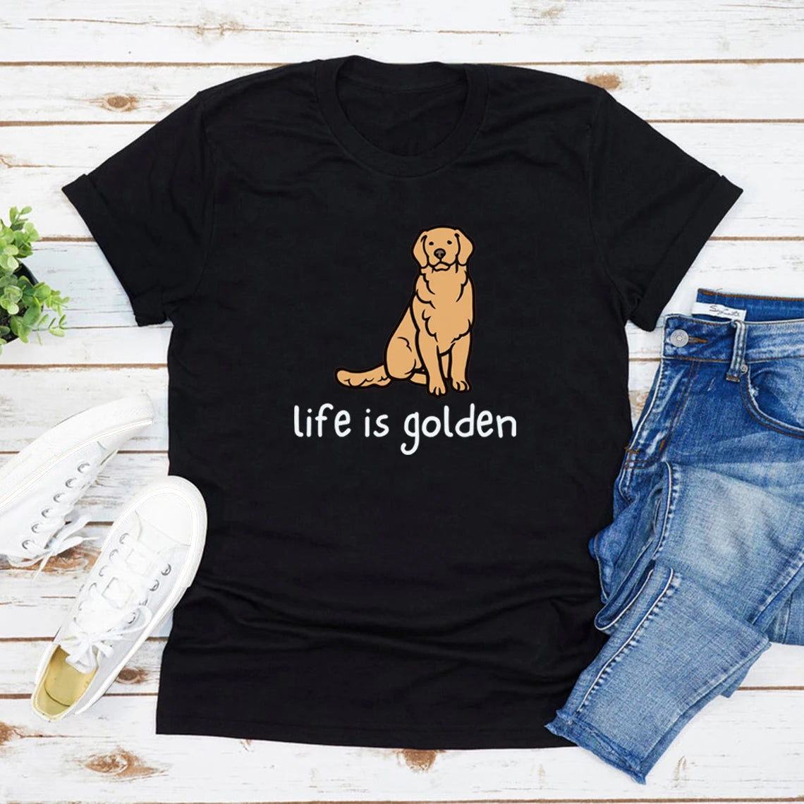 life is golden golden retriever t-shirt for kids