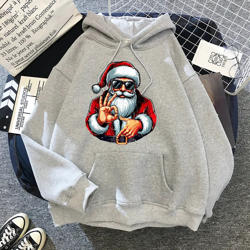 christmas santa graphic hoodie for kids