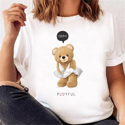 Casual Bear Print T-shirt for Kids