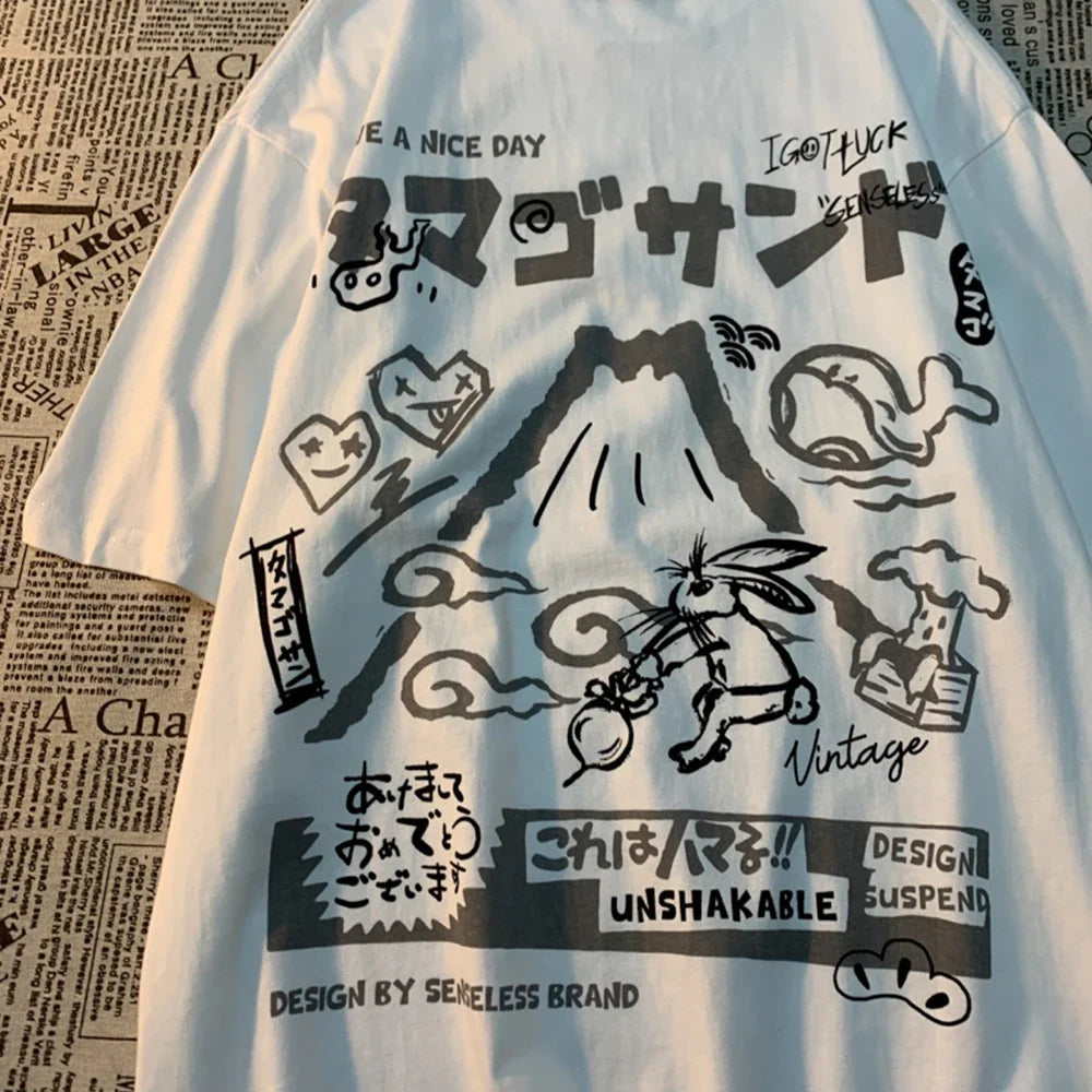 volcano cartoon print short sleeve t-shirt for kids