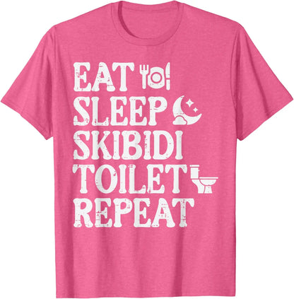Skibidi Toilet Repeat Meme Graphic Tee for Kids and Teens