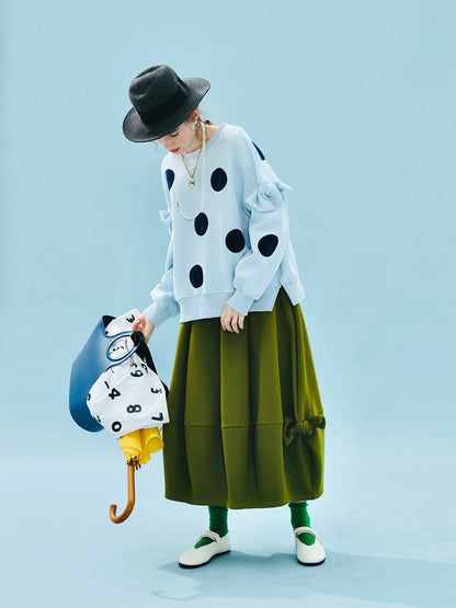 Polka Dot Bowknot Blue Hoodie for Kids