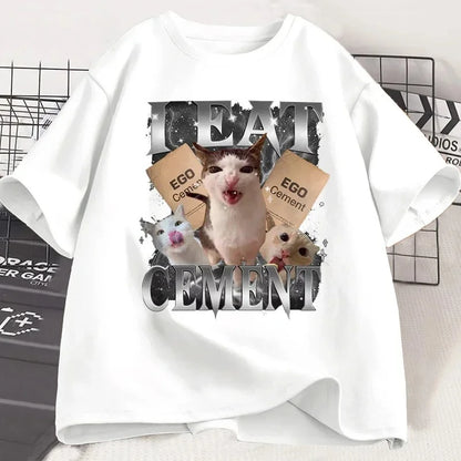I Eat Cement Funny Cat Meme T-Shirt