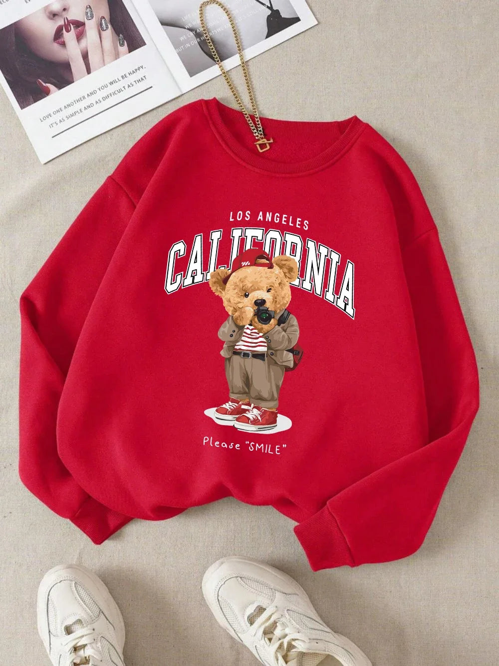 kids' bear print hoodie - fun & warm