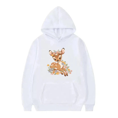 Bambi Cartoon Pattern Black Hoodie for Kids