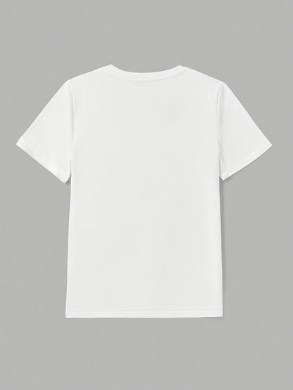 Kids' Casual Crew Neck T-shirt with Tulip Print