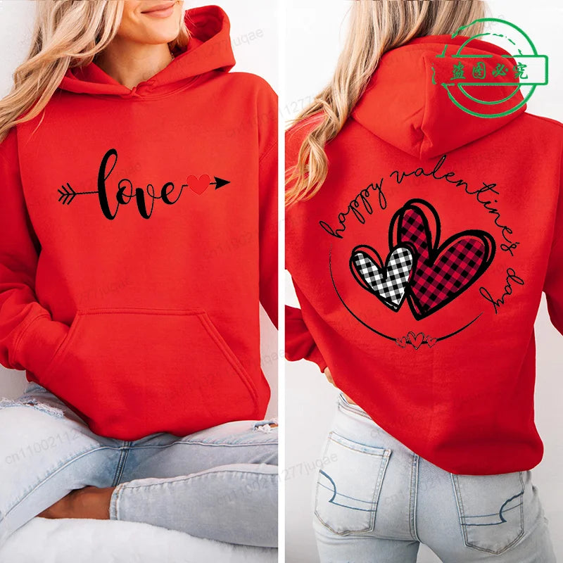 red heart print hoodie for kids