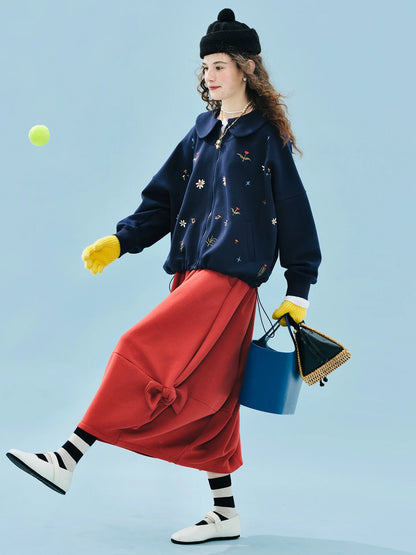 Cute Vintage Floral Zip-Up Hoodie for Kids