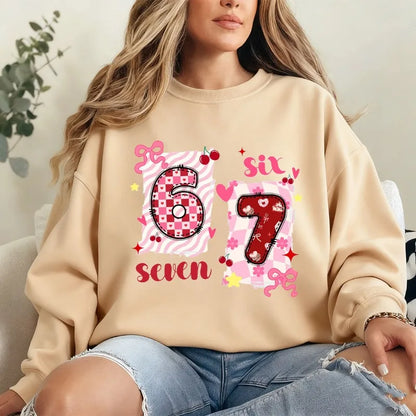 Trendy Meme Pink Hearts Sweatshirt for Kids