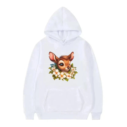 Bambi Cartoon Pattern Black Hoodie for Kids