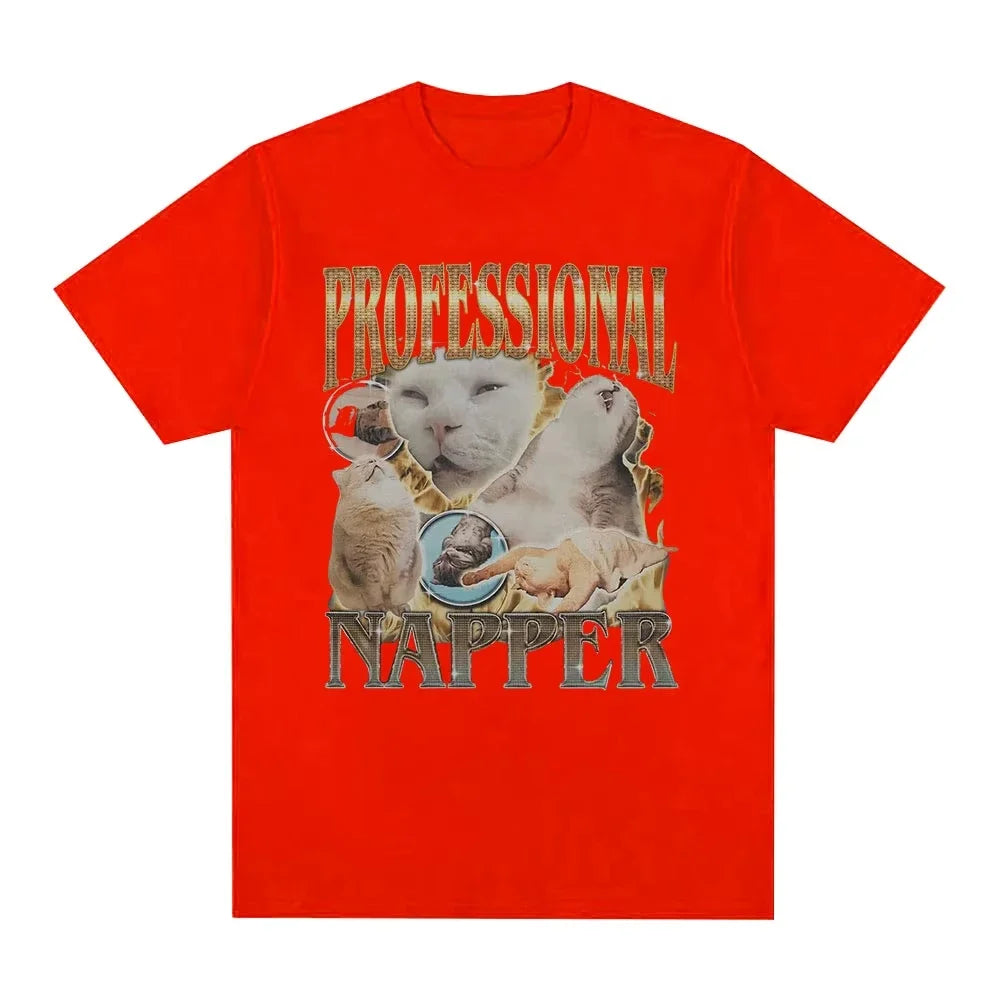 professional napper cat meme t-shirt for kids