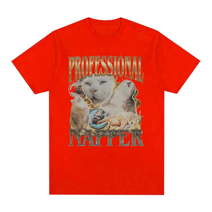 Professional Napper Cat Meme T-shirt for Kids