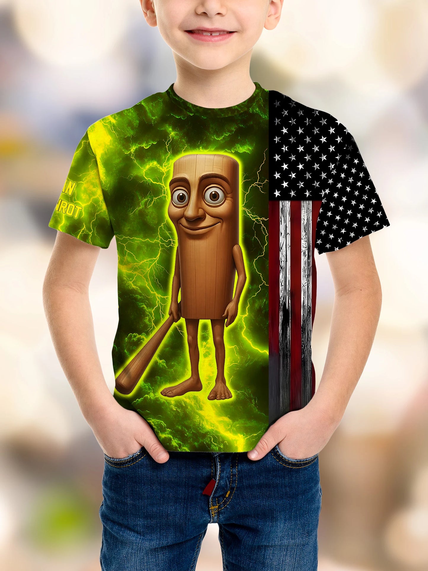 boys' 3d cartoon print t-shirt - tung tung sahur