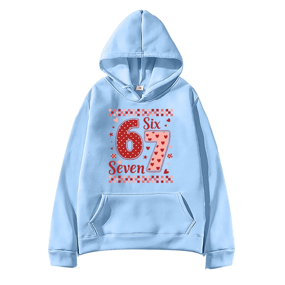 six seven valentine's day hoodie for kids