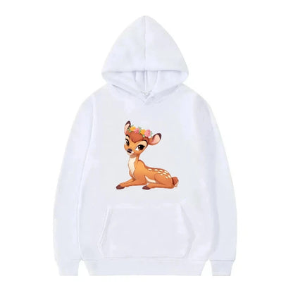 Bambi Cartoon Pattern Black Hoodie for Kids