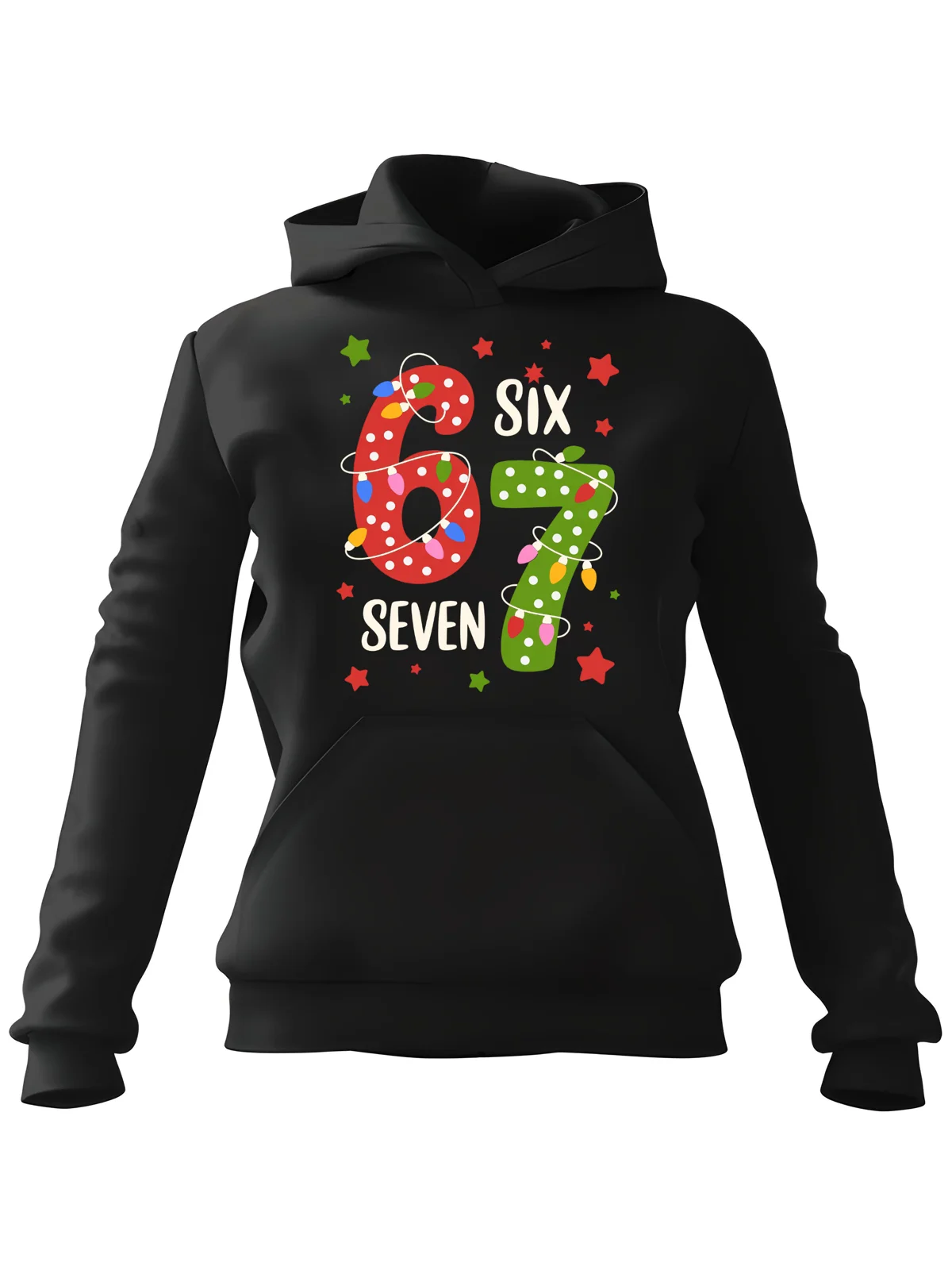 six seven pattern printed cotton hoodie