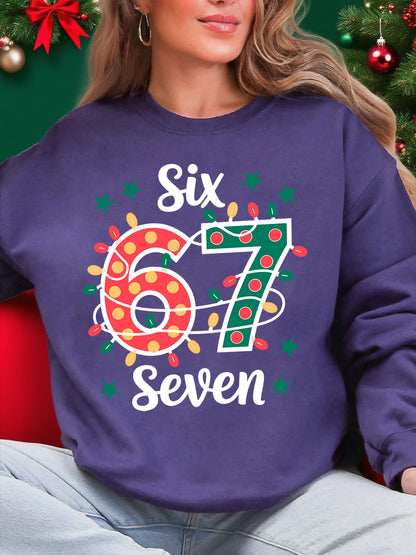 Six Seven Colourful Lights Print Sweatshirt