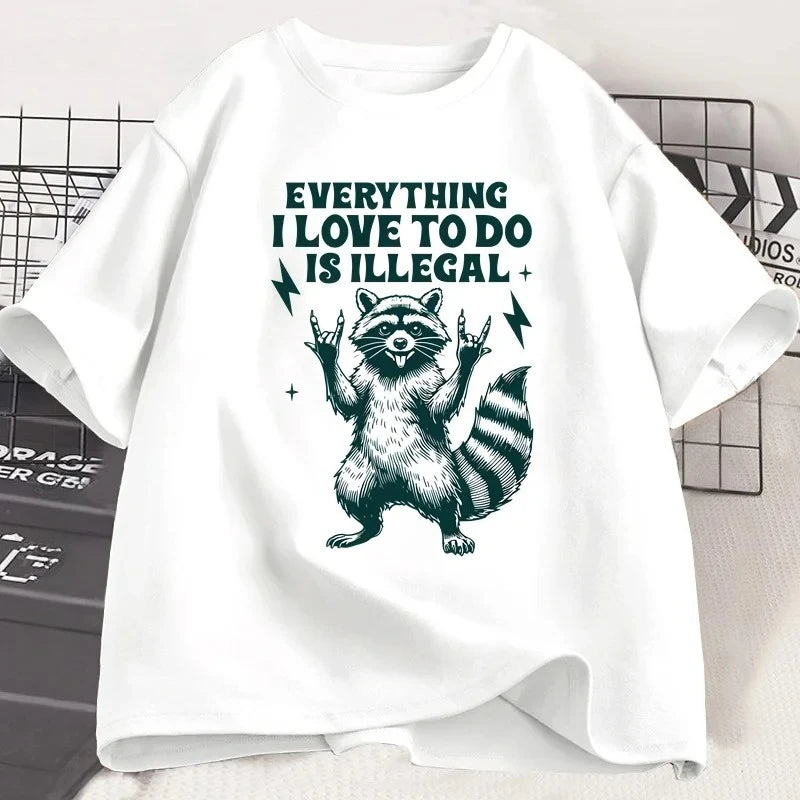 funny raccoon graphic t-shirt for kids