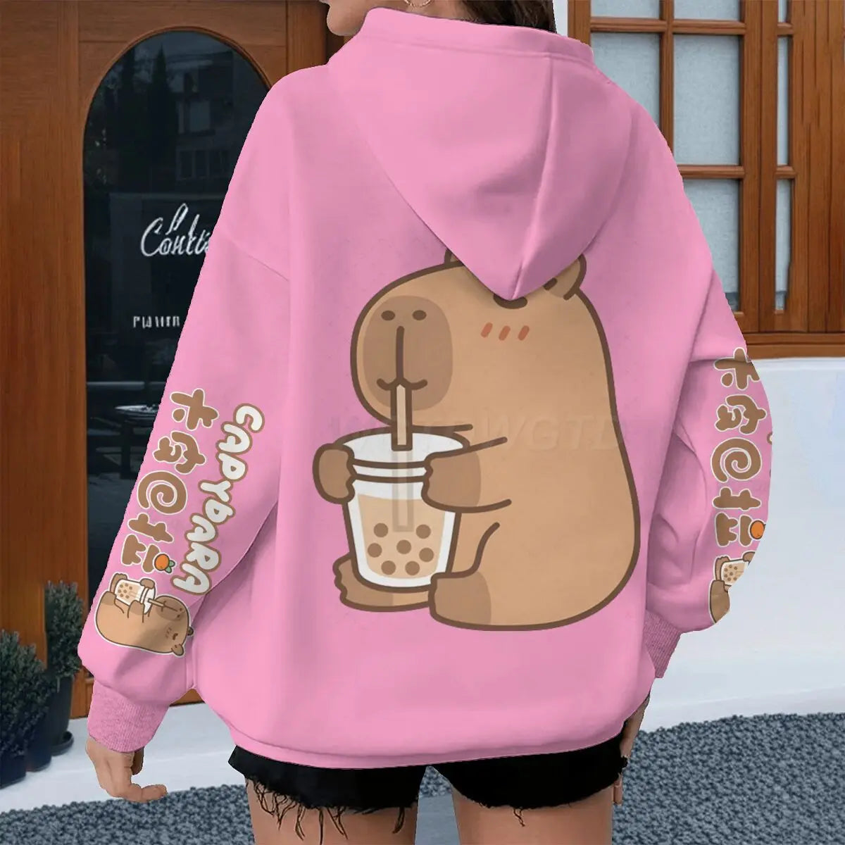 cartoon capybara graphic hoodie for kids