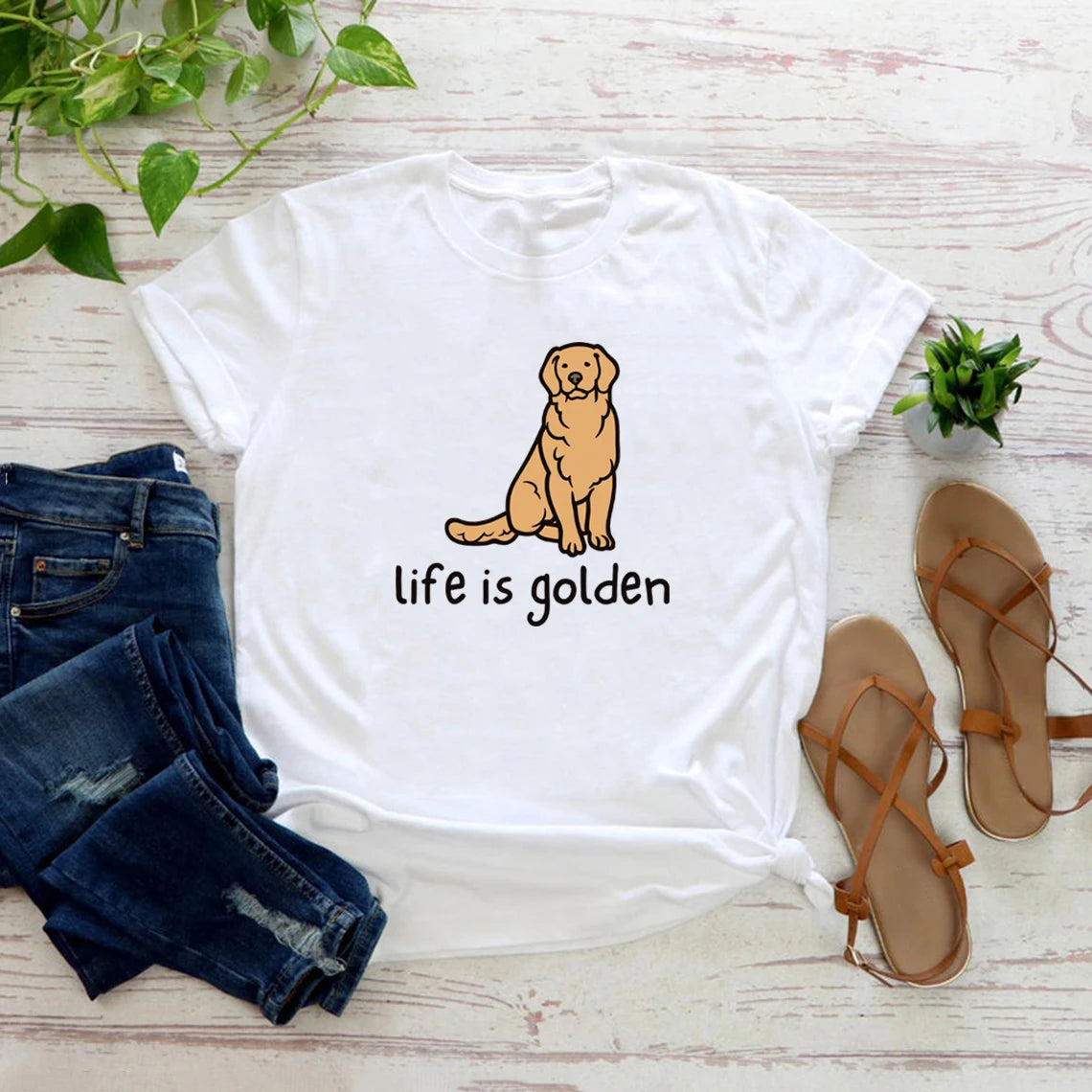 life is golden golden retriever t-shirt for kids