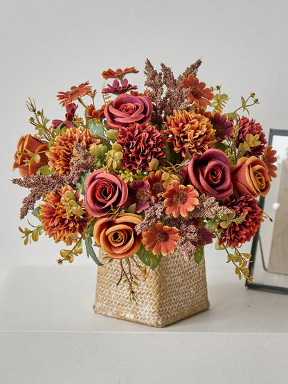 Artificial Flower Bouquet - Silk Rose & Daisy Arrangement