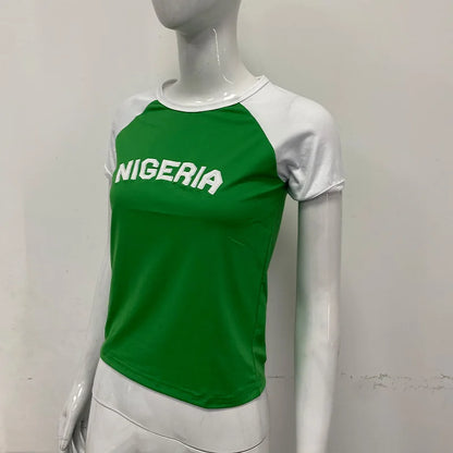 Green Nigeria Graphic T-shirt for Kids