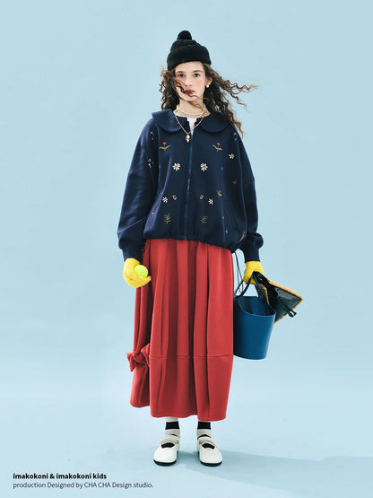 Cute Vintage Floral Zip-Up Hoodie for Kids