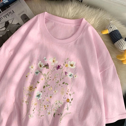 Floral Print T-shirt for Kids - Black