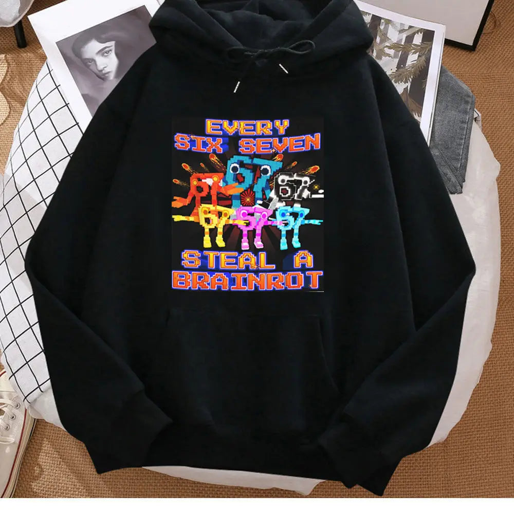 six seven cartoon hoodie for kids