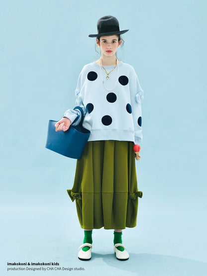 Polka Dot Bowknot Blue Hoodie for Kids