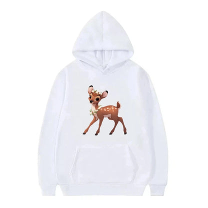 Bambi Cartoon Pattern Black Hoodie for Kids